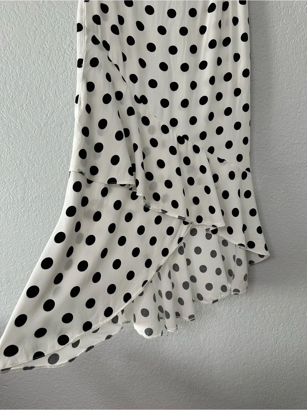 ASOS Polka Dot Ruffle High Low Midi Skirt Sz 6 Tiered Asymmetrical Resortwear